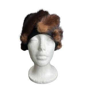 Vintage Mink Fur Hat Originals By Mr. M 60s Bucket Hat Brown Black Women's OS
